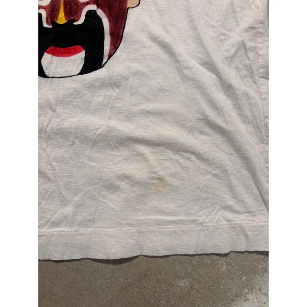 Vintage Maple Leaf Chinese Opera Mask Graphic T-Shirt White Single Stitch Small - Picture 3 of 5